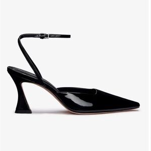 Reformation Shoes Heels Ankle Strap Natasha Glossy Black/Noir Heels sz 8
